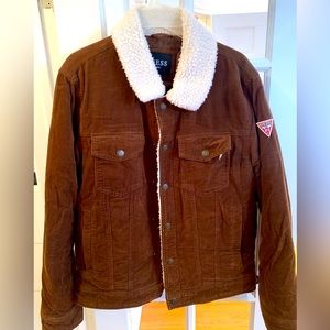 Guess Boho Brown Corduroy Jacket with fleece collar and accents - Women’s M